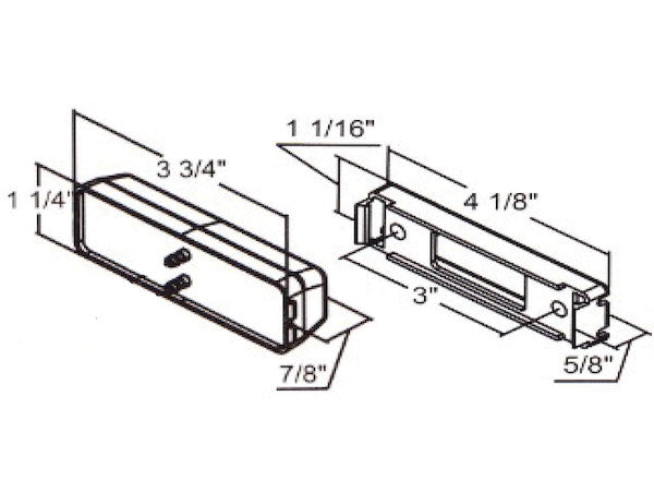 3.75 Inch Amber/Red Rectangular Marker/Clearance Light Kit With Plug/Bracket - 5623711 - Buyers Products
