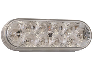 6 Inch Oval Stop/Turn/Tail Light with Clear Lens and 10 Red LEDs