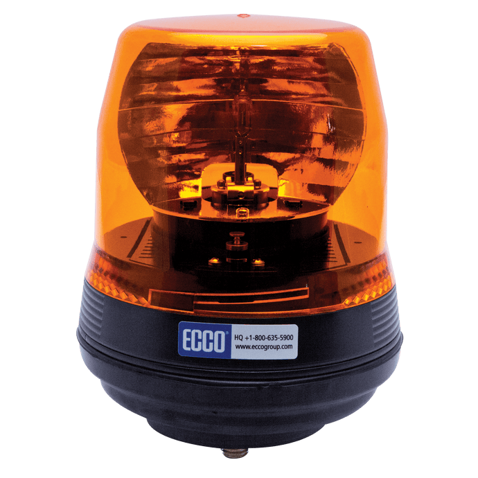 Rotating Beacon: Low profile, 12VDC, 160 FPM, flexi base 1 bolt mount - 5816A - Ecco