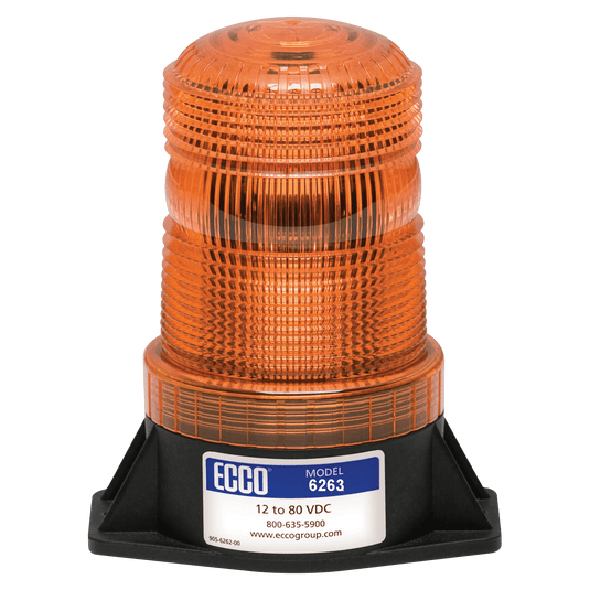 LED Beacon: Medium profile, 12-80VDC, pulse8 flash, wire exit bottom - 6262A - Ecco