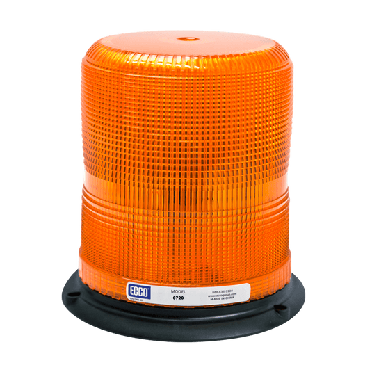 Strobe Beacon: Reinforced polypropylene base, epoxy filled, medium profile, 12-48 VDC, 7 or 10 joules, double or quad flash, amber - Absolute Autoguard
