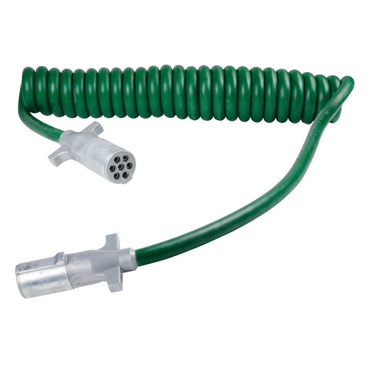 Trailer Wiring, Coil Cord, Green ABS, 15', W/48" Lead, 4/12, 2/10 & 1/8 Gauge, Metal Plugs - 87170 - Grote