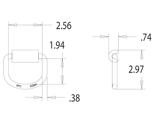 3/8 Inch Heavy Duty Rope Ring With Weld-On Mounting Bracket Zinc Plated - B28F - Buyers Products