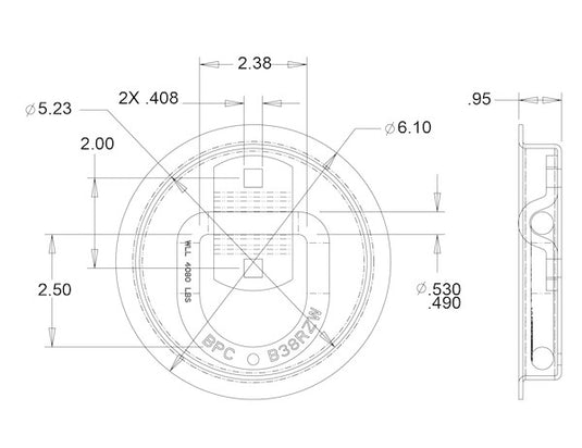 1/2 Inch Forged D-Ring With 2-Hole Mounting Bracket With Recessed Pan Mount - B38RP - Buyers Products