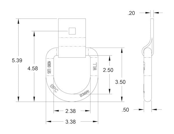 1/2 Inch Forged D-Ring With 1-Hole Integral Mounting Bracket - B38S - Buyers Products