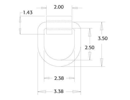 1/2 Inch Forged D-Ring With 2-Hole Mounting Bracket - B38I - Buyers Products