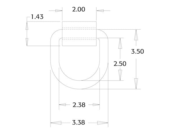 1/2 Inch Forged D-Ring With 2-Hole Mounting Bracket - Yellow Zinc Plated - B38ZY - Buyers Products