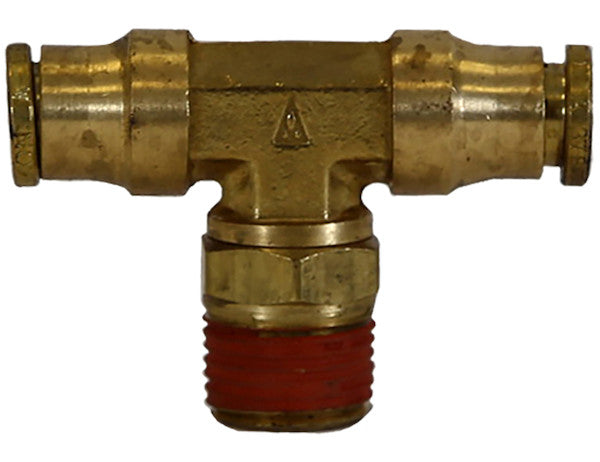 Brass DOT Push-In Swivel Male Branch Tee 1/4 Inch Tube OD x 1/4 Inch Pipe Thread - BBT0M25P25S - Buyers Products