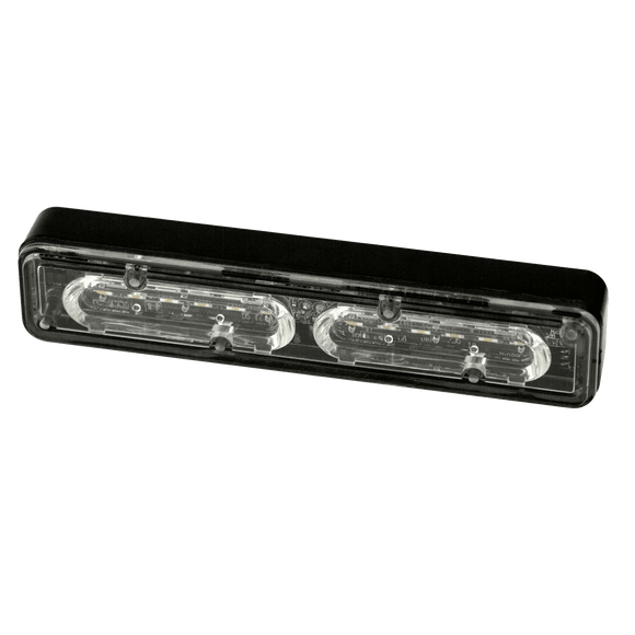 Directional LED: Dual-color, surface/swivel bracket/clamp/self-adhesive mount, 12 flash patterns, 12-24VDC, amber/blue
