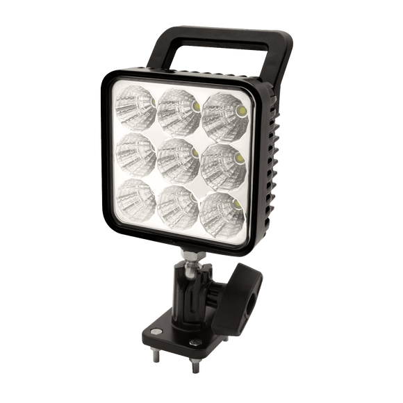 Worklamp: LED (9), spot beam, square, swivel mount, handle, 12-24VDC