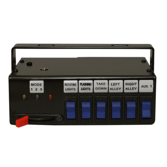 Switchbox: 3 level progressive slide and  6 rocker switches, 12VDC - Absolute Autoguard
