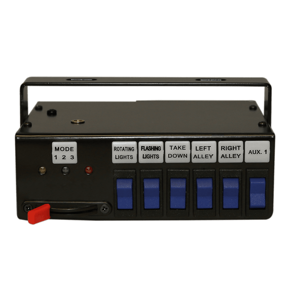 Switchbox: 3 level progressive slide and  6 rocker switches, 12VDC
