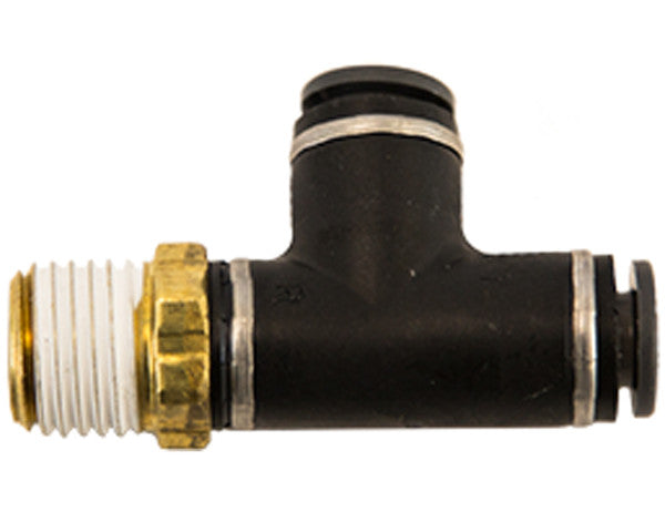 Brass/Poly DOT Push-In Swivel Male Run Tee 1/4 Inch Tube O.D. x 1/8 Pipe Thread - NRT0M25P125S - Buyers Products