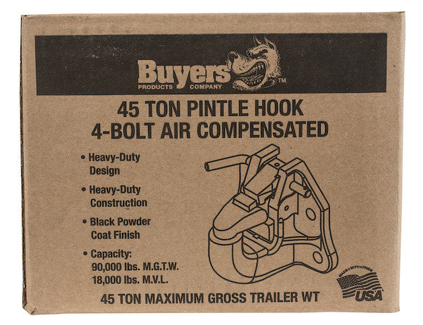 45 Ton 4-Hole Air Compensated Pintle Hook Kit with Brake Chamber and Bracket - P45AC4K - Buyers Products
