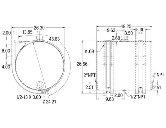 Side Mount Cylindrical Aluminum Reservoir - SMC35A - Buyers Products