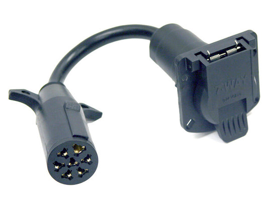 7-Way Round to 7-Way Flat Trailer Connector Adapter - Prewired 3 Inch Connection - TC1077P - Buyers Products